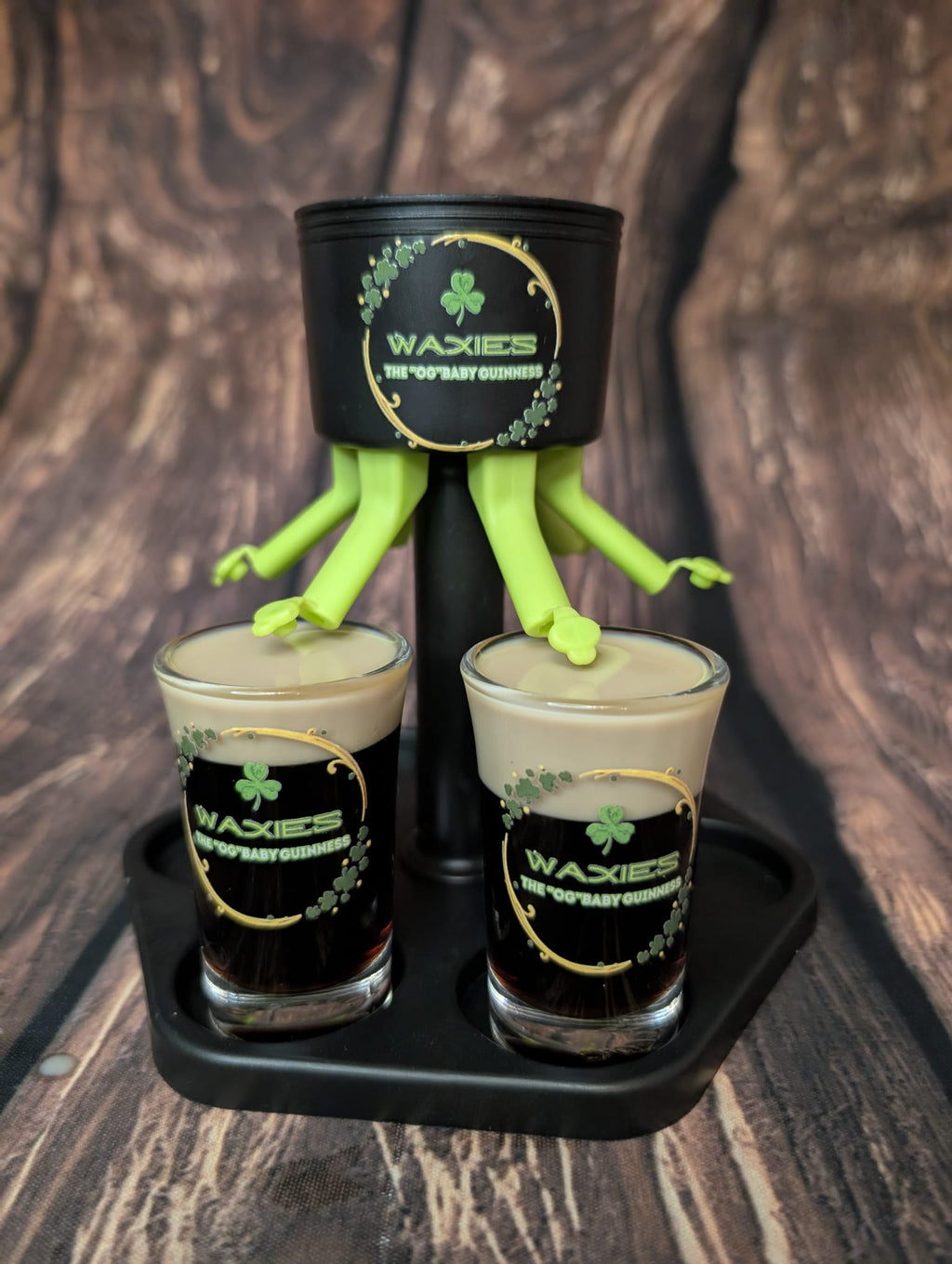 6 shot baby Guinness dispenser with 6 shot glasses
