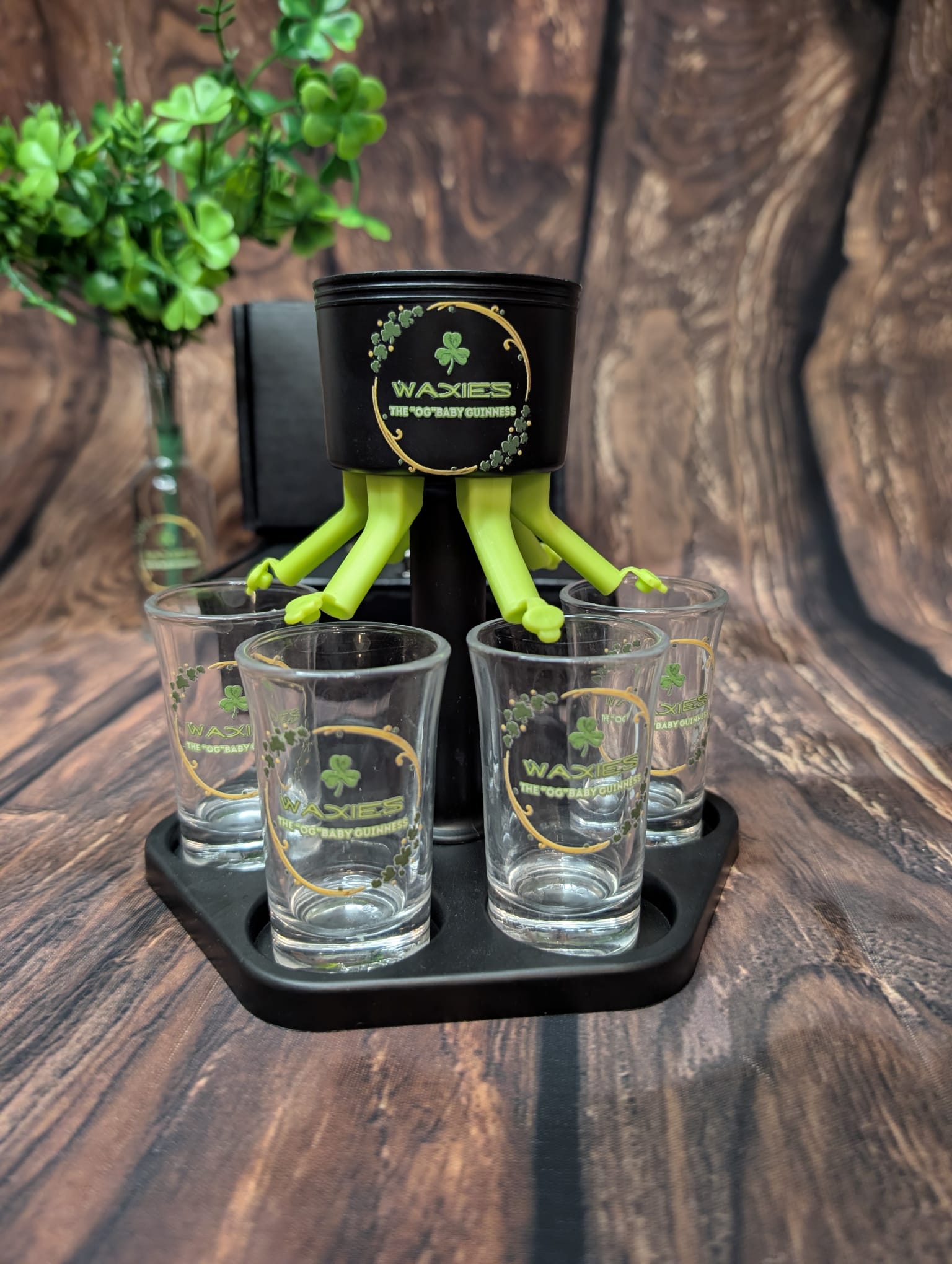 6 shot baby Guinness dispenser with 6 shot glasses